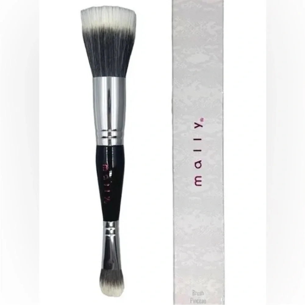 Mally Beauty Dual-Ended Brush - Black & Silver Face and Eye NWT